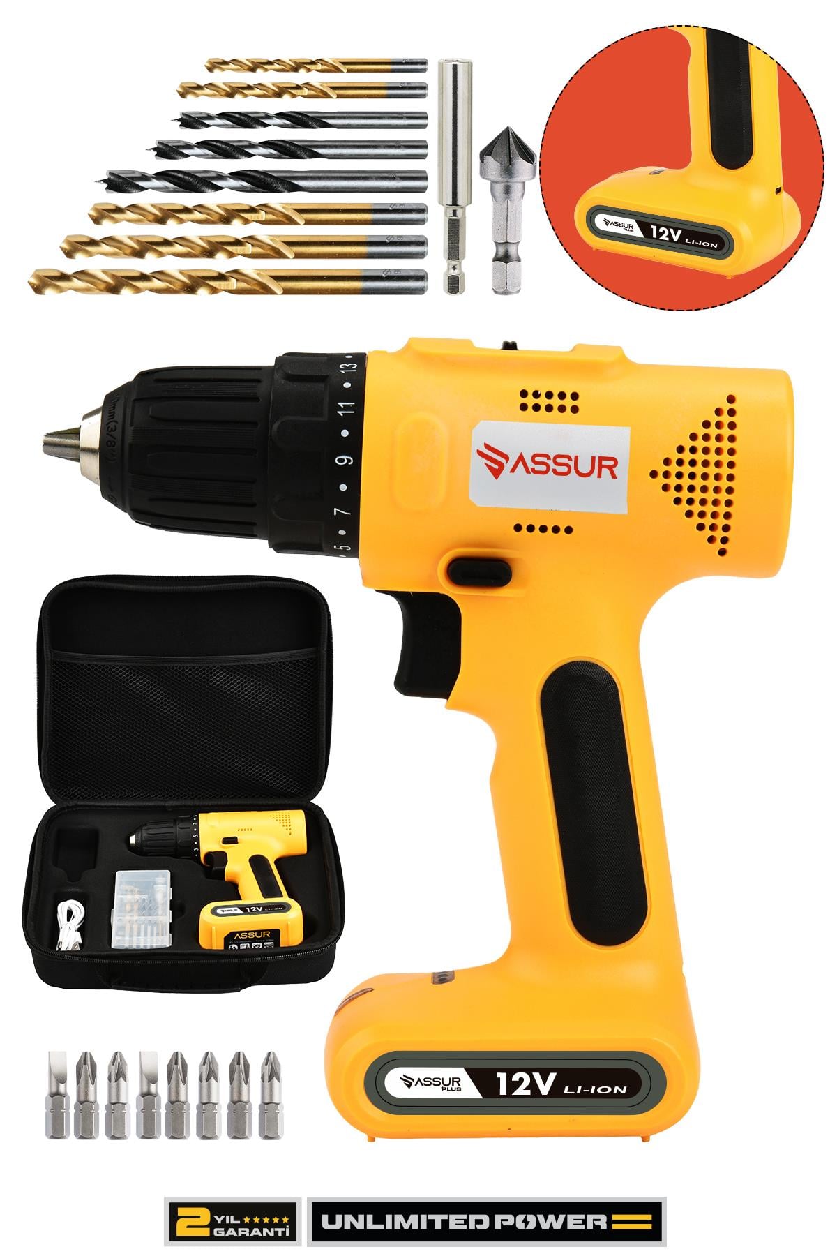 Assur Plus 12V Usb Şarjlı Matkap Vidalama Dahili Batarya