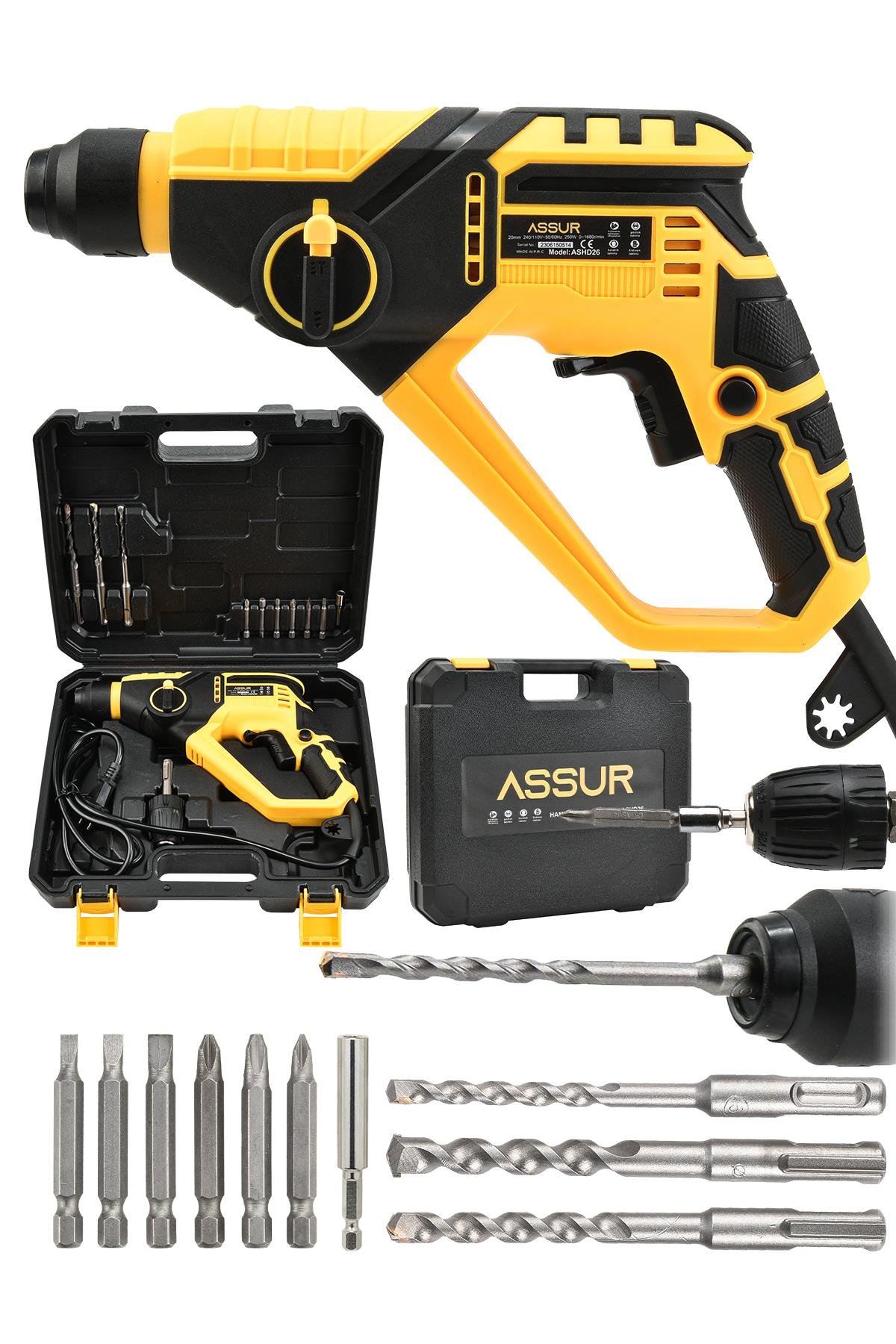 Assur Profesyonel 250W 2 Kademeli Bakır Sargılı Darbeli Kırıcı Delici Hilti