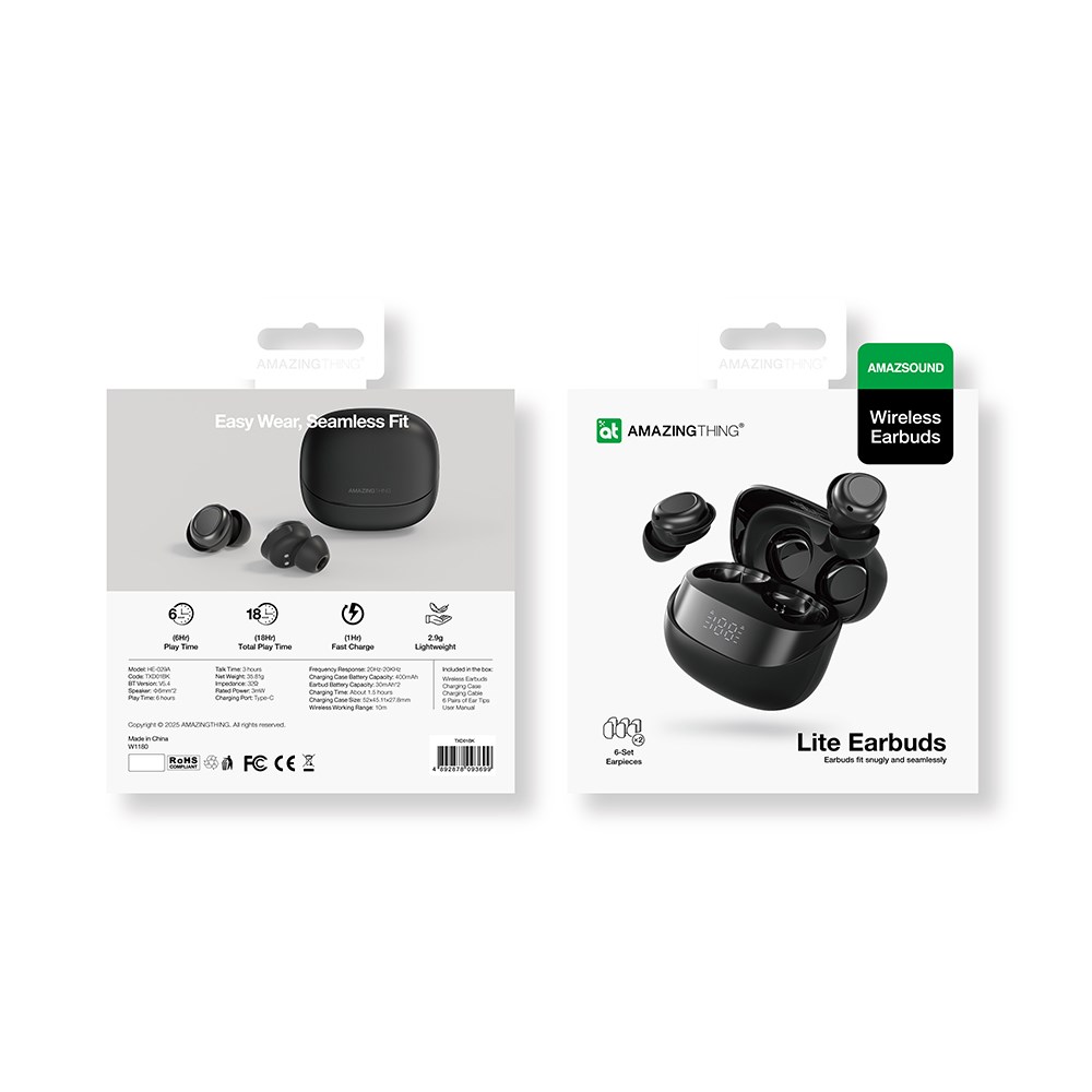 Amazingthing Amazsound Lite Dijital LED Göstergeli Kulak İçi Bluetooth Kulaklık v5.4