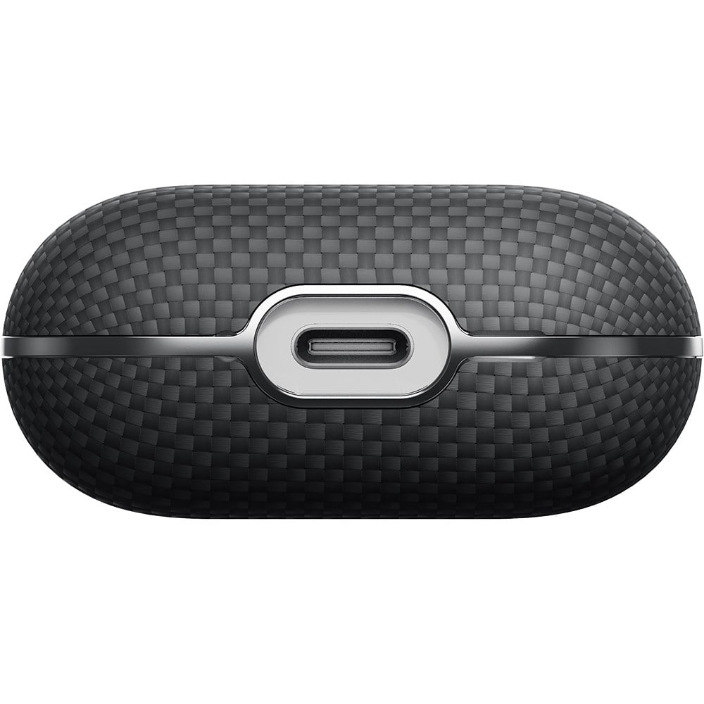 Apple Airpods 4 Kılıf 1500D Aramid Fiber Pitaka Ultra-Slim Classic Serisi Black-Grey Twill Kapak