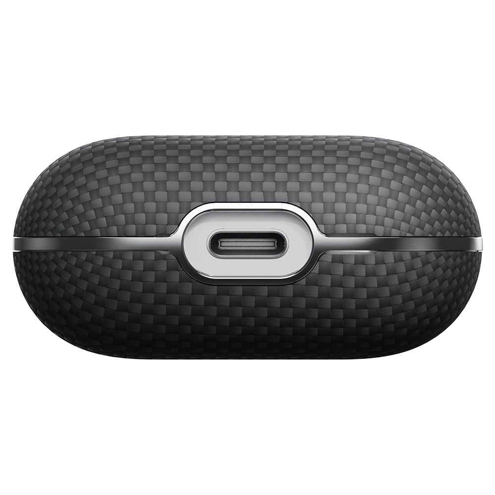 Apple Airpods Pro 2 Kılıf 1500D Aramid Fiber Pitaka Ultra-Slim Classic Serisi Black-Grey Twill Kapak