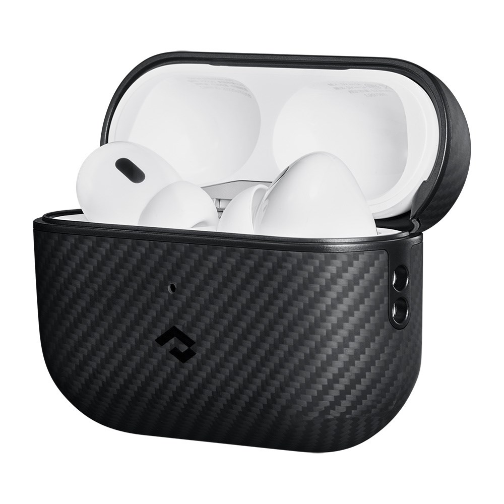 Apple Airpods Pro 2 Kılıf 600D Aramid Fiber Pitaka Classic Serisi Black-Grey Twill Kılıf