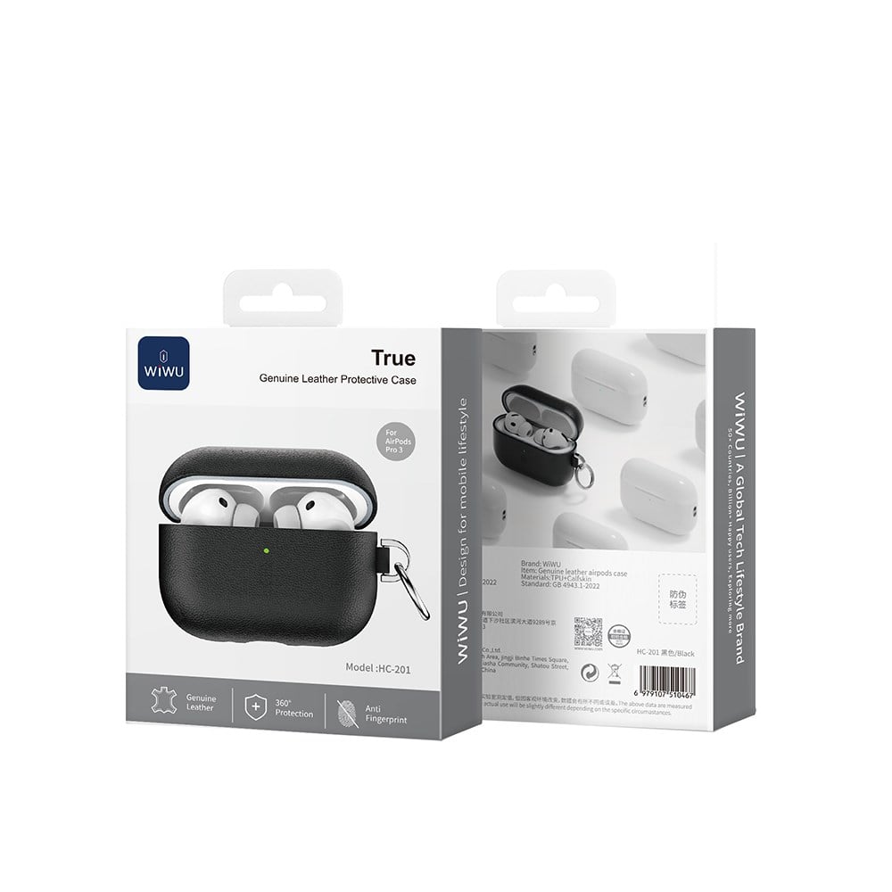 Apple AirPods Pro 3 Wiwu HC-201 Parmak İzi Bırakmayan Deri Kılıf