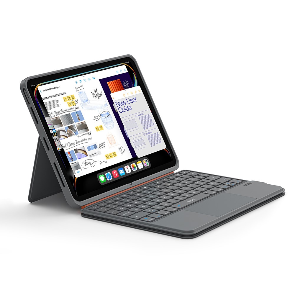 Apple iPad 10.9 2022 (10.Nesil) Wiwu MK-005 Combo 3in1 Kalem Bölmeli Klavyeli Standlı Kılıf