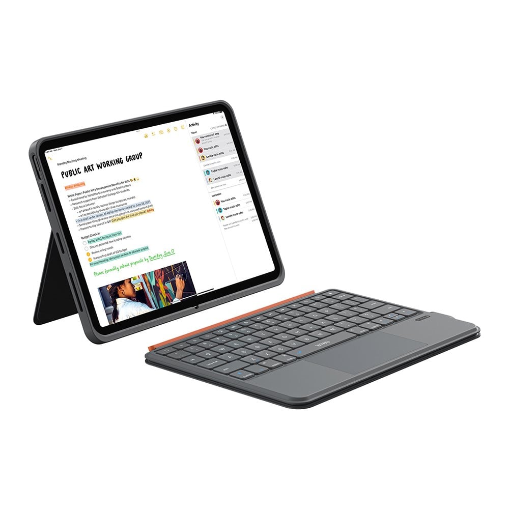 Apple iPad Air 10.9 2020 (4.Nesil) Wiwu MK-005 Combo 3in1 Kalem Bölmeli Klavyeli Standlı Kılıf