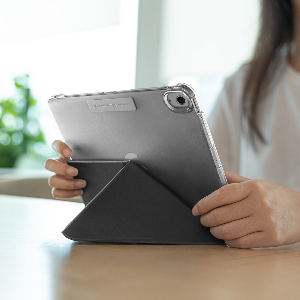 Apple iPad Air 11 2024 Raptic Clear Folio Airbagli Şeffaf Kapaklı Katlanabilir Standlı Kılıf
