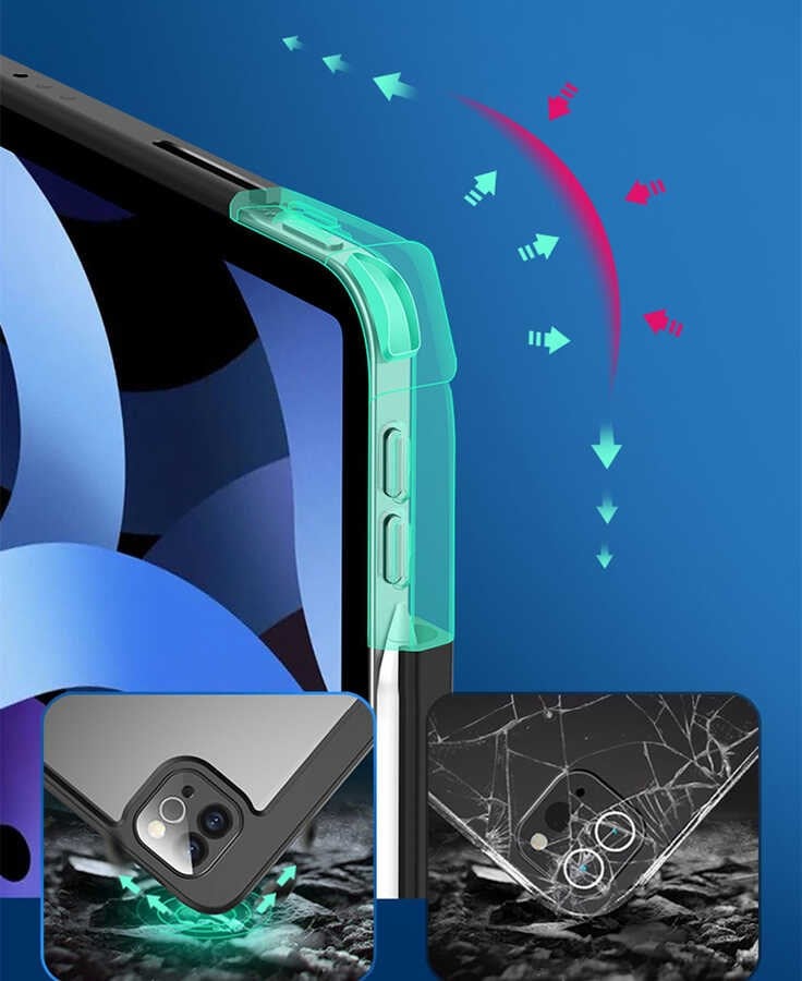 Apple iPad Air 11 2025 M3 Kılıf Zore Nort Arkası Şeffaf Standlı Kılıf