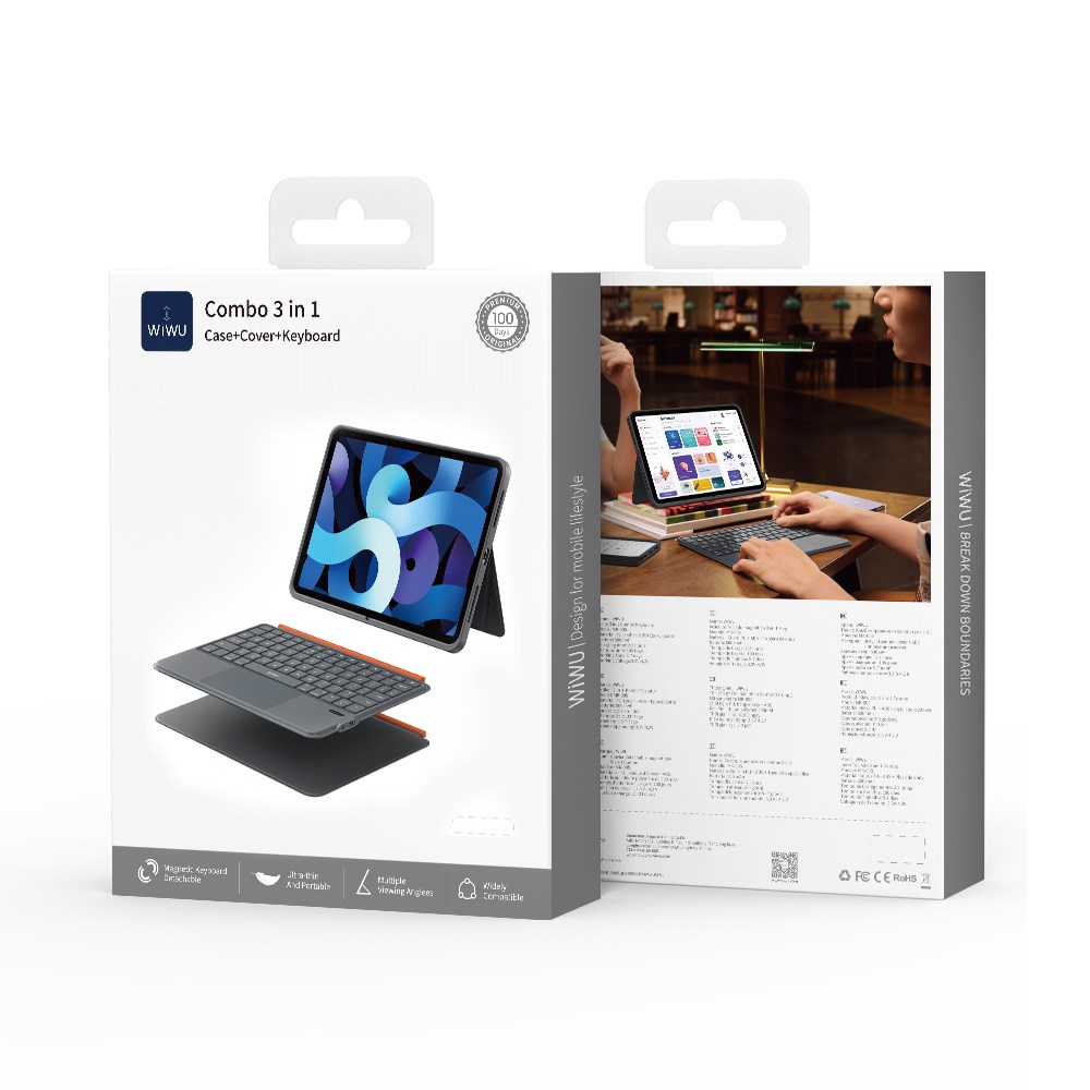 Apple iPad Air 11 2025 M3 Wiwu MK-005 Combo 3in1 Kalem Bölmeli Klavyeli Standlı Kılıf
