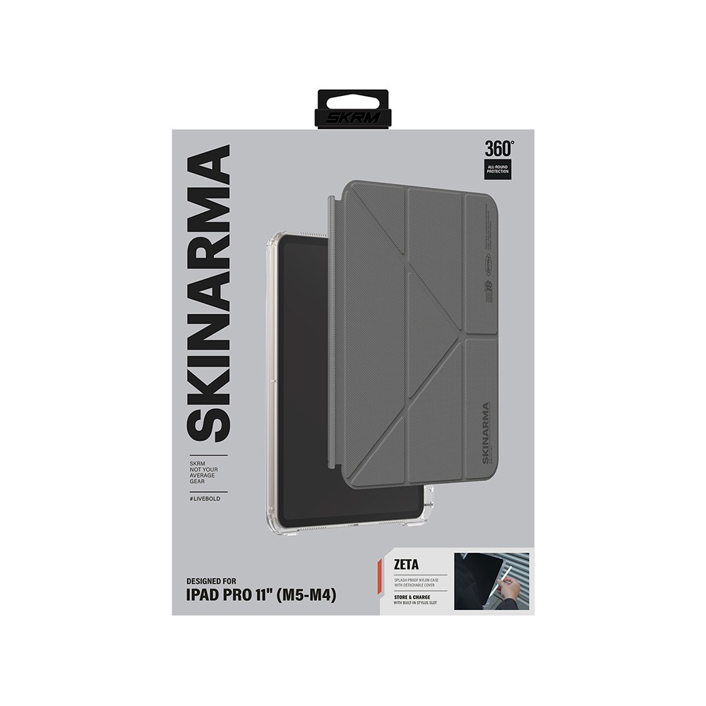 Apple iPad Pro 11 2024 Kılıf Skinarma Kalemlikli Arkası Şeffaf Standlı Magnetik Zeta Kılıf