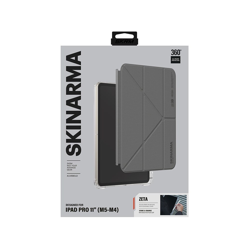 Apple iPad Pro 11 2025 M5 Kılıf Skinarma Kalemlikli Arkası Şeffaf Standlı Magnetik Zeta Kılıf