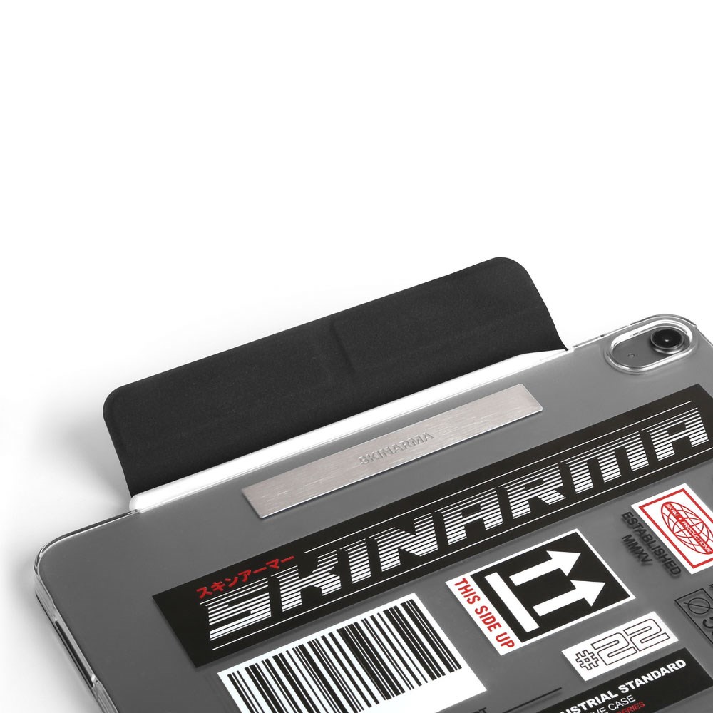Apple iPad Pro 11 2025 M5 Kılıf SkinArma Sticker Tasarımlı Kalemlikli Arkası Şeffaf Standlı Magnetik Taito Kılıf
