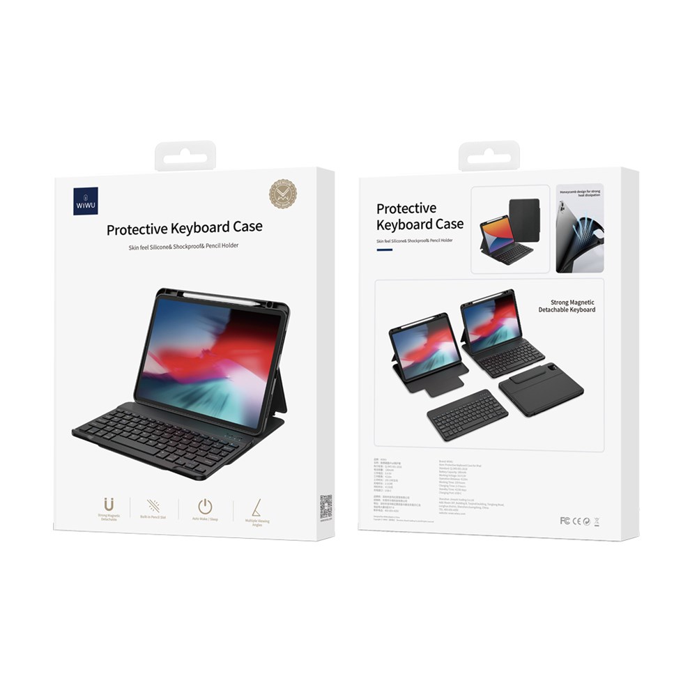 Apple iPad Pro 12.9 2020 (4.Nesil) Wiwu Protective Gizli Kalem Bölmeli Klavyeli Kılıf