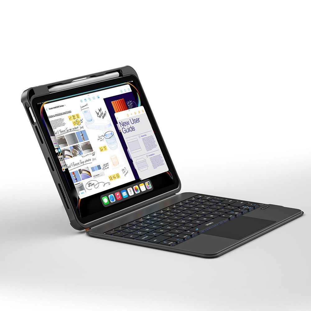 Apple iPad Pro 13 2024 Wiwu MK-007 Combo Pro Kalem Bölmeli Klavyeli Standlı Kılıf