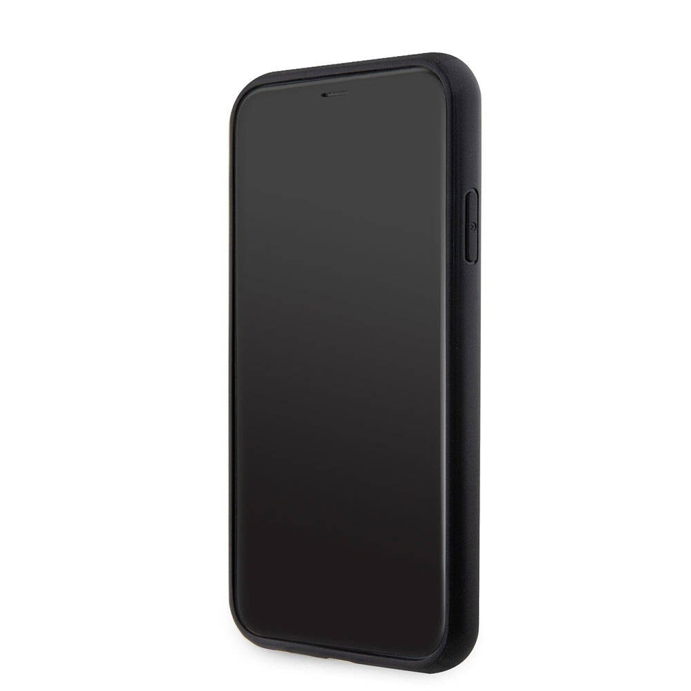 Apple iPhone 11 Kılıf Guess Orjinal Lisanslı PU Deri Taşlı Üçgen Logo 4G Desenli Kapak