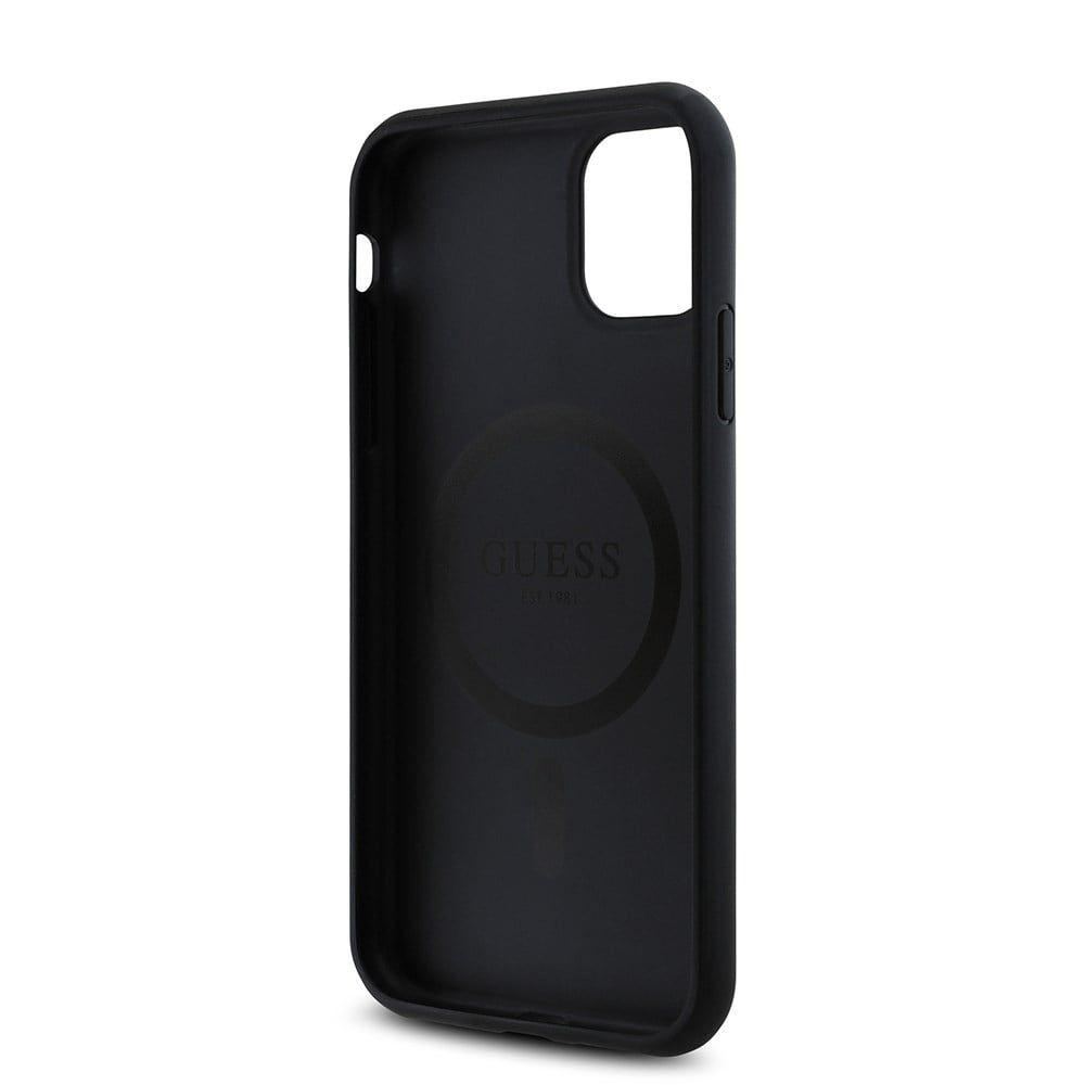 Apple iPhone 11 Kılıf Guess Orjinal Lisanslı M-safe Uyumlu Gül Baskılı 4G Desenli Yazı Logolu Kapak