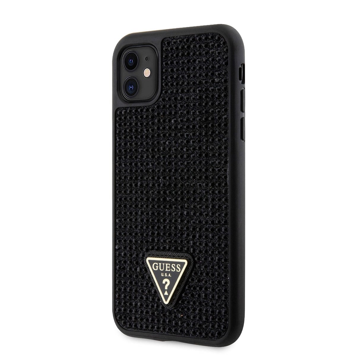 Apple iPhone 11 Kılıf Guess Orjinal Lisanslı Taşlı Arka Yüzey Üçgen Logolu Kapak