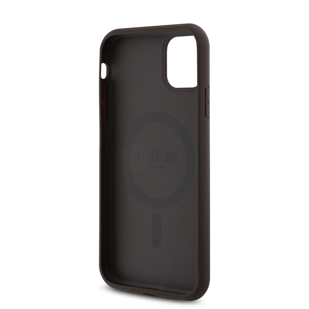 Apple iPhone 11 Kılıf Guess Orjinal Lisanslı M-safe Uyumlu Gül Baskılı 4G Desenli Yazı Logolu Kapak