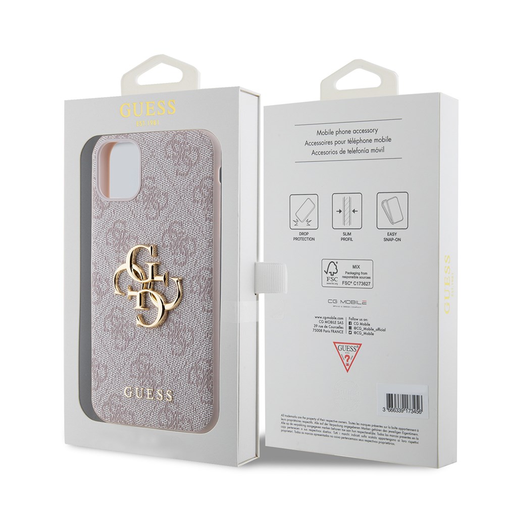Apple iPhone 11 Kılıf Guess PU Deri Büyük Metal Logo Dizaynlı Kapak