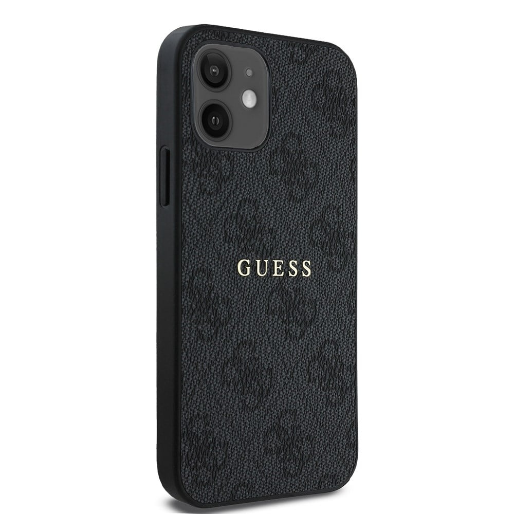 Apple iPhone 12 Kılıf Guess Orjinal Lisanslı M-safe Şarj Özellikli 4G Desen Yazı Logolu Kapak