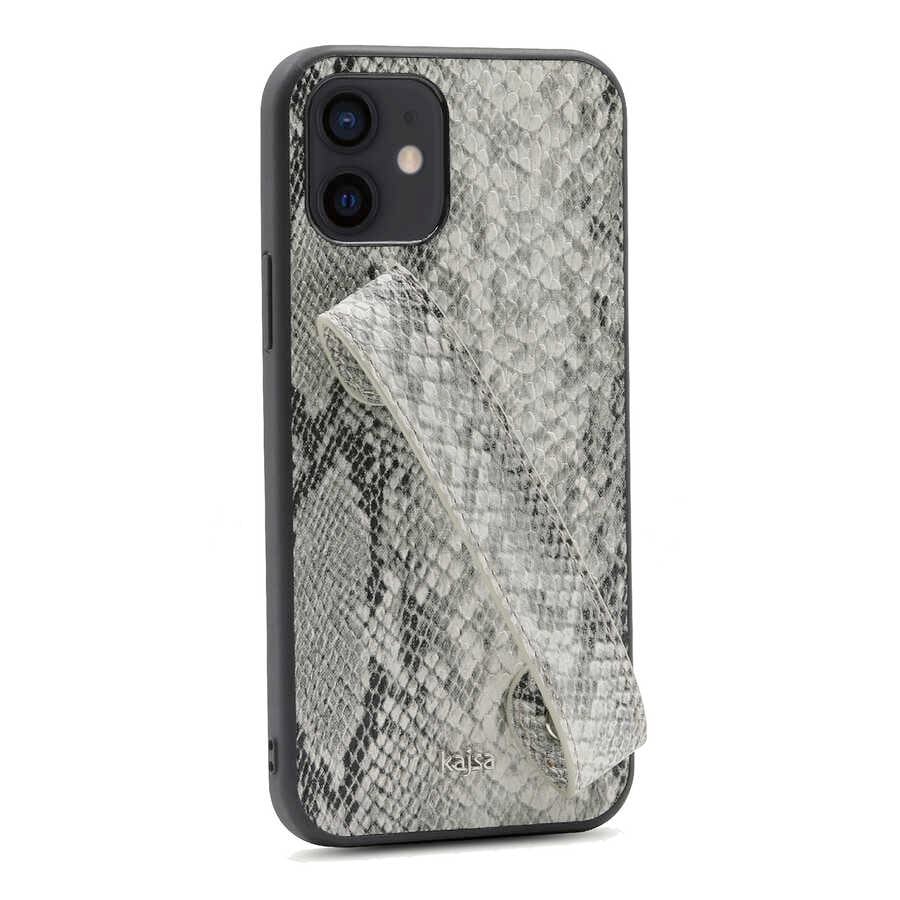 Apple iPhone 12 Kılıf Kajsa Glamorous Serisi Snake Handstrap Kapak