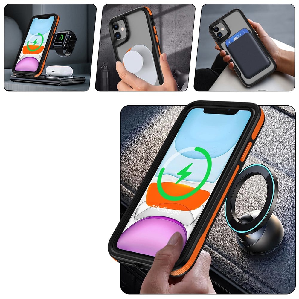 Apple iPhone 12 Kılıf M-safe Şarj Özellikli Renkli Kenar Airbag Şeritli Zore Lamer Kapak