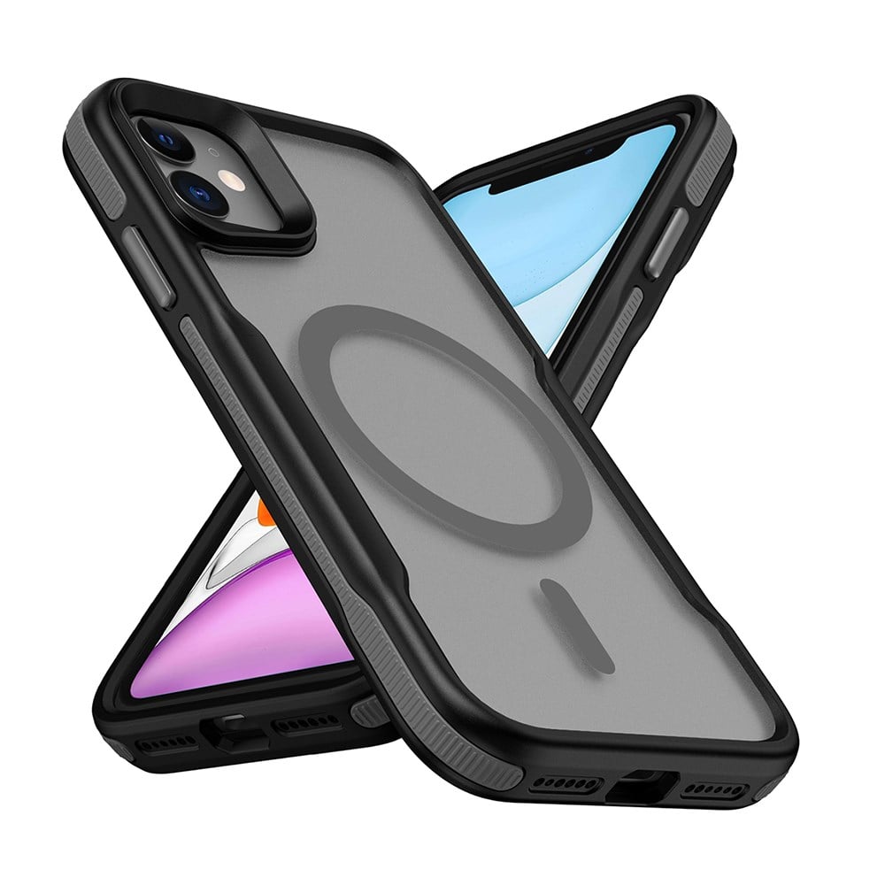 Apple iPhone 12 Kılıf M-safe Şarj Özellikli Renkli Kenar Airbag Şeritli Zore Lamer Kapak