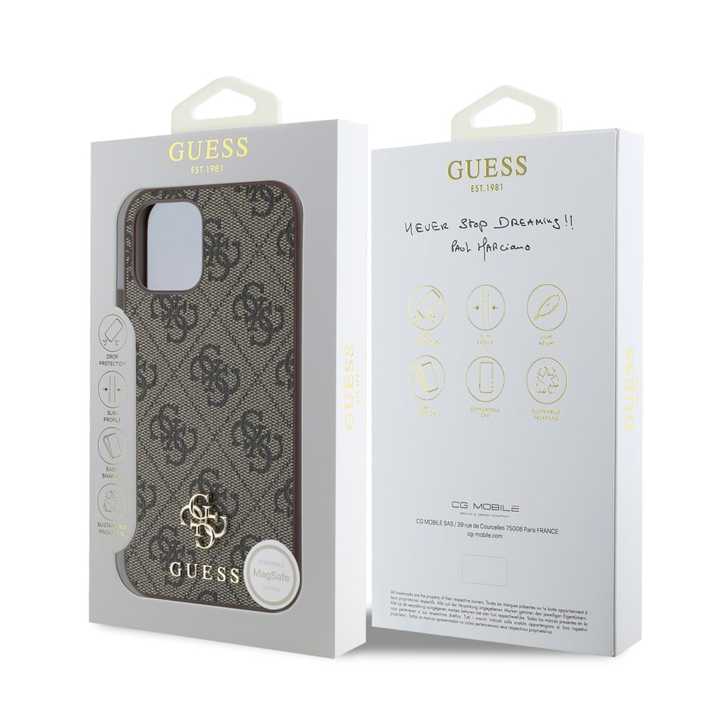 Apple iPhone 12 Pro Kılıf Guess Orjinal Lisanslı M-safe Şarj Özellikli Small 4G Classic Kapak