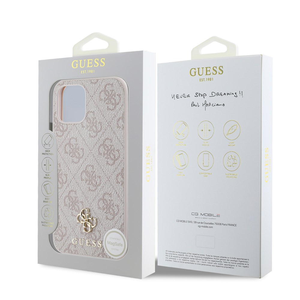 Apple iPhone 12 Pro Kılıf Guess Orjinal Lisanslı M-safe Şarj Özellikli Small 4G Classic Kapak