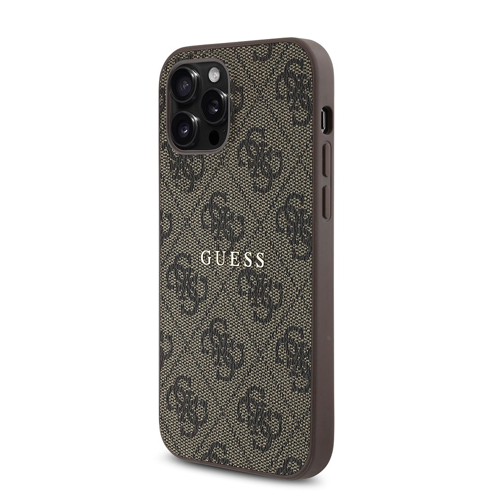 Apple iPhone 12 Pro Kılıf Guess Orjinal Lisanslı M-safe Şarj Özellikli 4G Desen Yazı Logolu Kapak