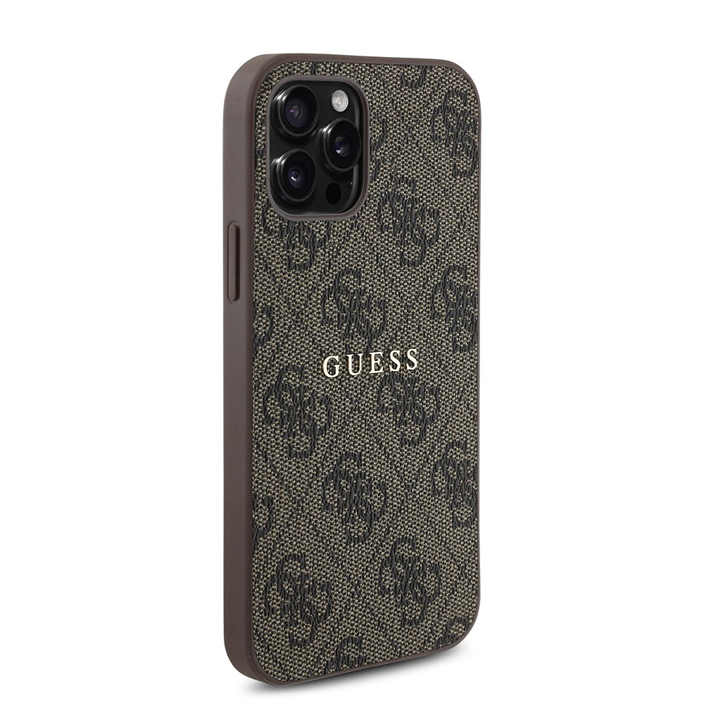 Apple iPhone 12 Pro Kılıf Guess Orjinal Lisanslı M-safe Şarj Özellikli 4G Desen Yazı Logolu Kapak