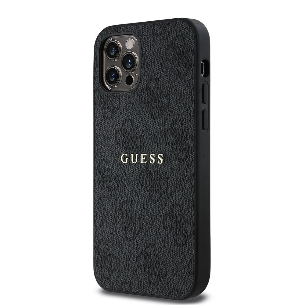 Apple iPhone 12 Pro Kılıf Guess Orjinal Lisanslı M-safe Şarj Özellikli 4G Desen Yazı Logolu Kapak