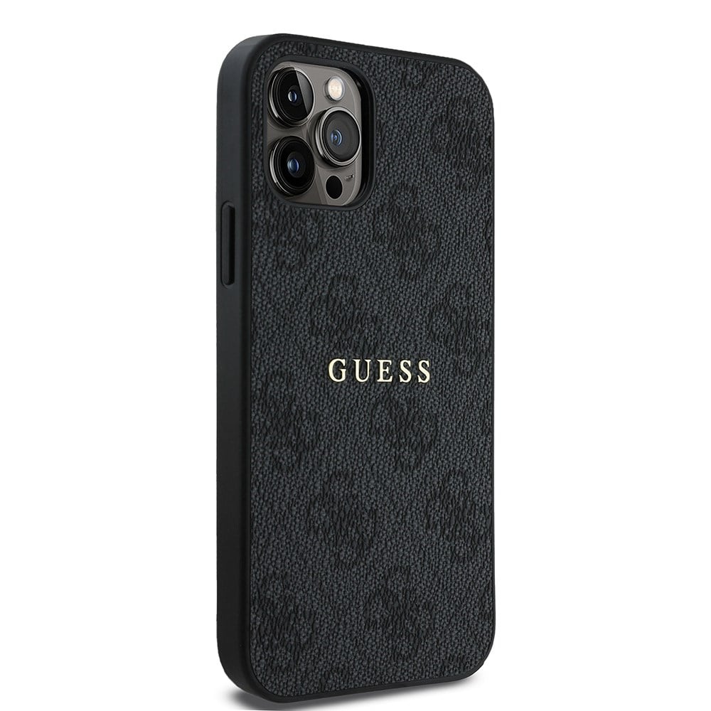 Apple iPhone 12 Pro Kılıf Guess Orjinal Lisanslı M-safe Şarj Özellikli 4G Desen Yazı Logolu Kapak