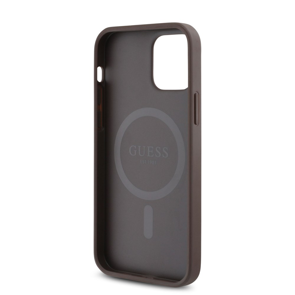 Apple iPhone 12 Pro Kılıf Guess Orjinal Lisanslı M-safe Şarj Özellikli Small 4G Classic Kapak
