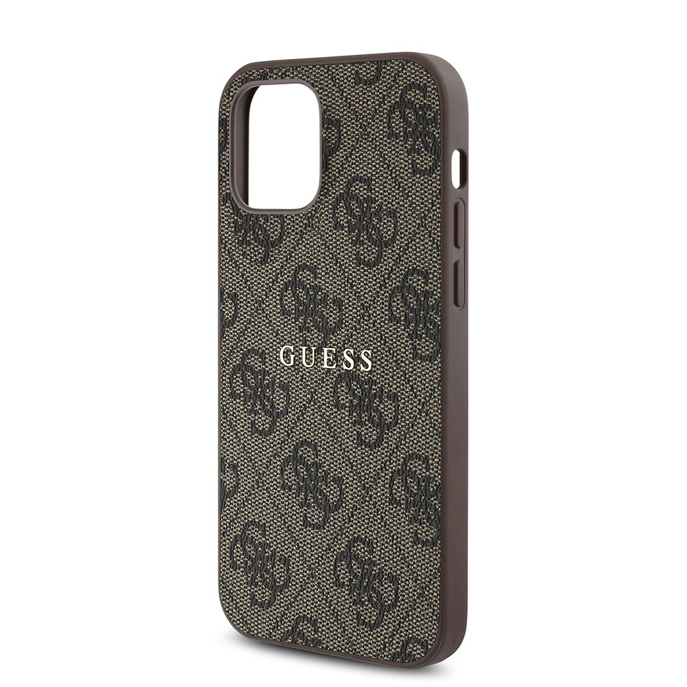 Apple iPhone 12 Pro Kılıf Guess Orjinal Lisanslı M-safe Şarj Özellikli 4G Desen Yazı Logolu Kapak