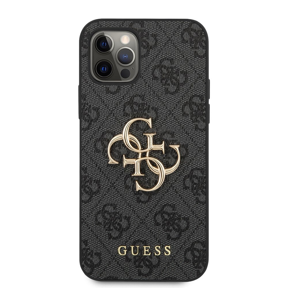 Apple iPhone 12 Pro Max Kılıf Guess Orjinal Lisanslı PU Deri Büyük Metal Logo Dizaynlı Kapak