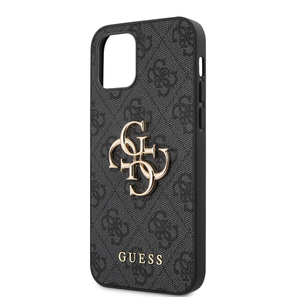 Apple iPhone 12 Pro Max Kılıf Guess Orjinal Lisanslı PU Deri Büyük Metal Logo Dizaynlı Kapak