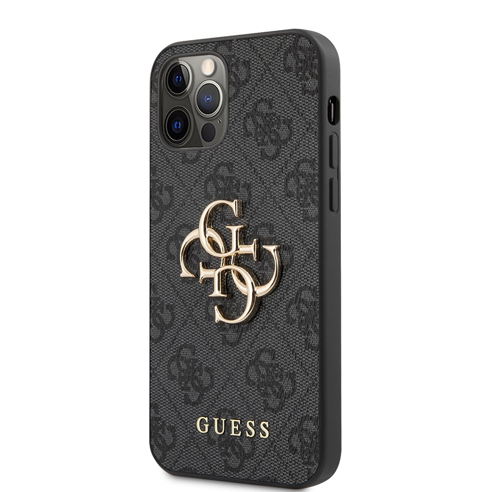 Apple iPhone 12 Pro Max Kılıf Guess Orjinal Lisanslı PU Deri Büyük Metal Logo Dizaynlı Kapak