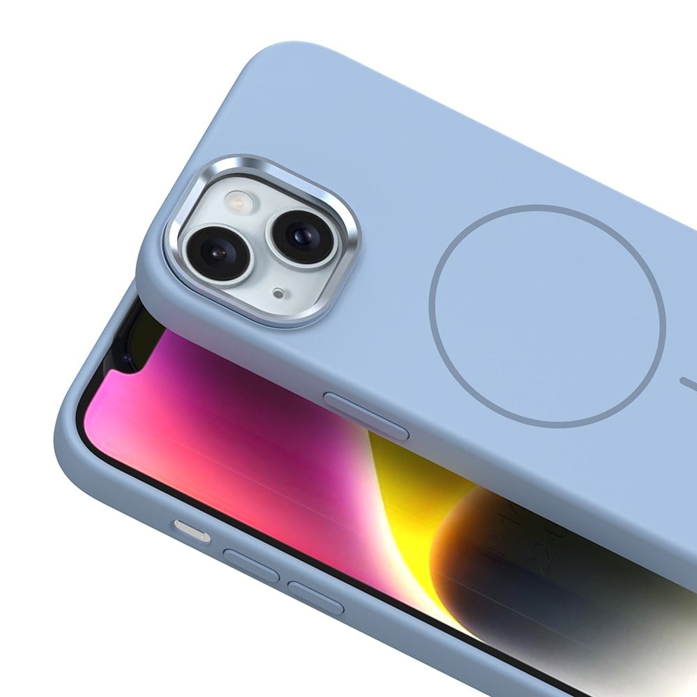 Apple iPhone 13 Kılıf M-Safe Şarj Özellikli Metal Kamera Çerçeveli Zore Edi Silikon Kapak