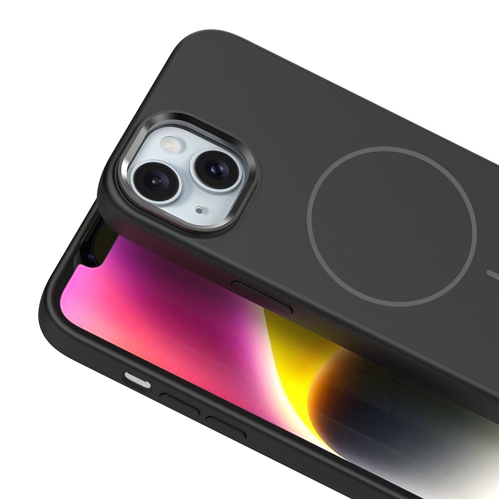 Apple iPhone 13 Kılıf M-Safe Şarj Özellikli Metal Kamera Çerçeveli Zore Edi Silikon Kapak