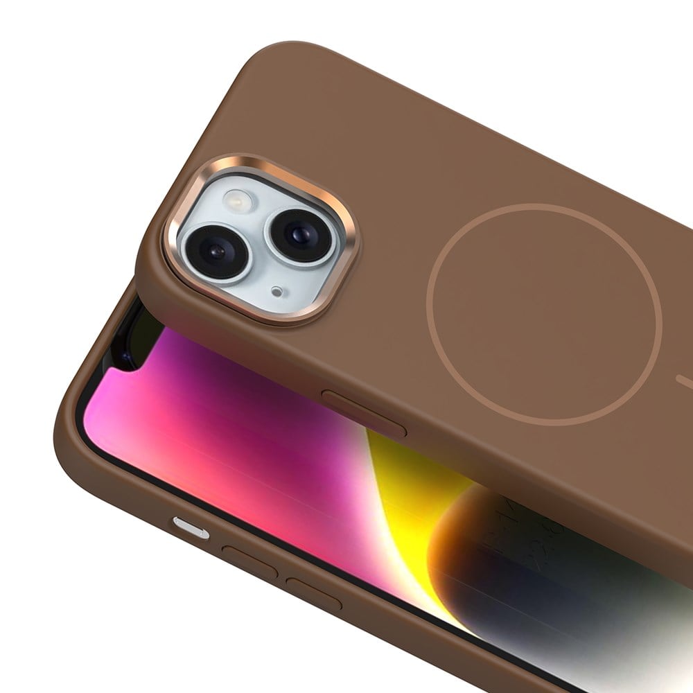 Apple iPhone 13 Kılıf M-Safe Şarj Özellikli Metal Kamera Çerçeveli Zore Edi Silikon Kapak