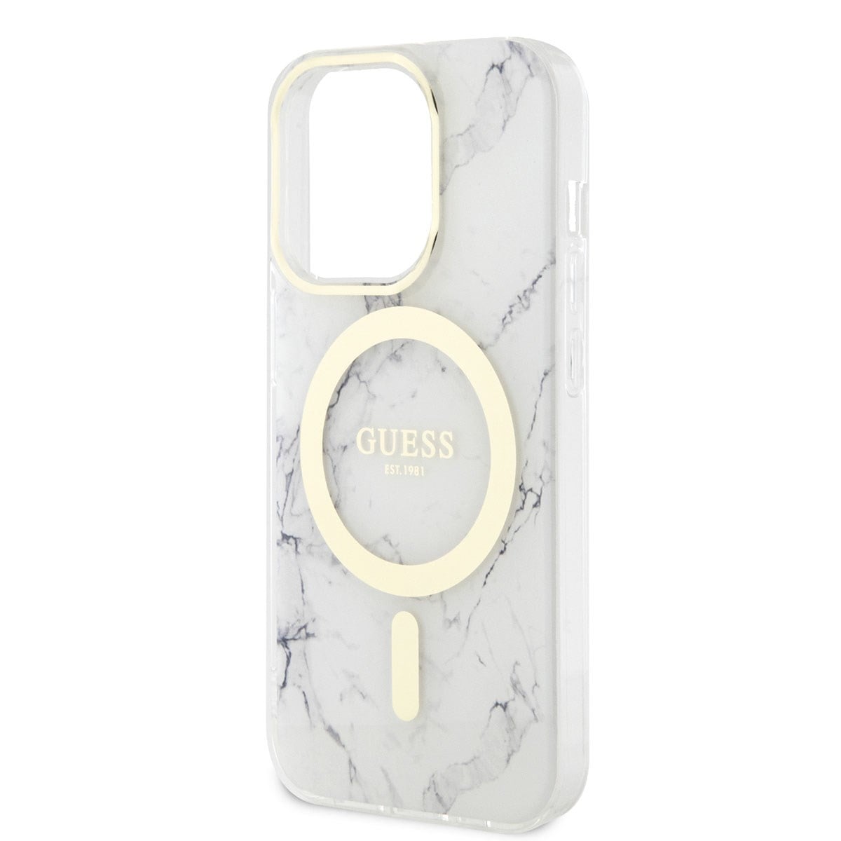 Apple iPhone 13 Pro Max Kılıf GUESS M-safe Şarj Özellikli Mermer Desenli Kapak