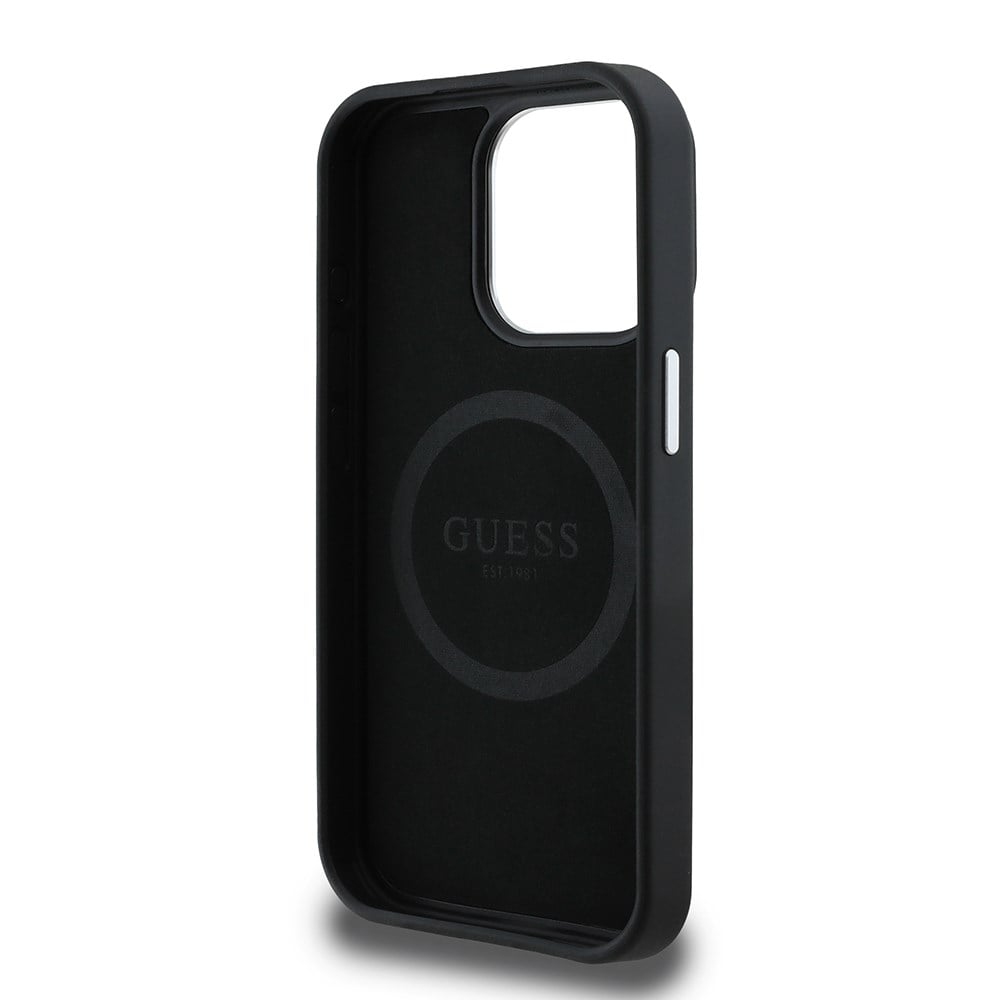 Apple iPhone 13 Pro Max Kılıf Guess Orjinal Lisanslı M-safe Şarj Özellikli Grained Triangle Kapak