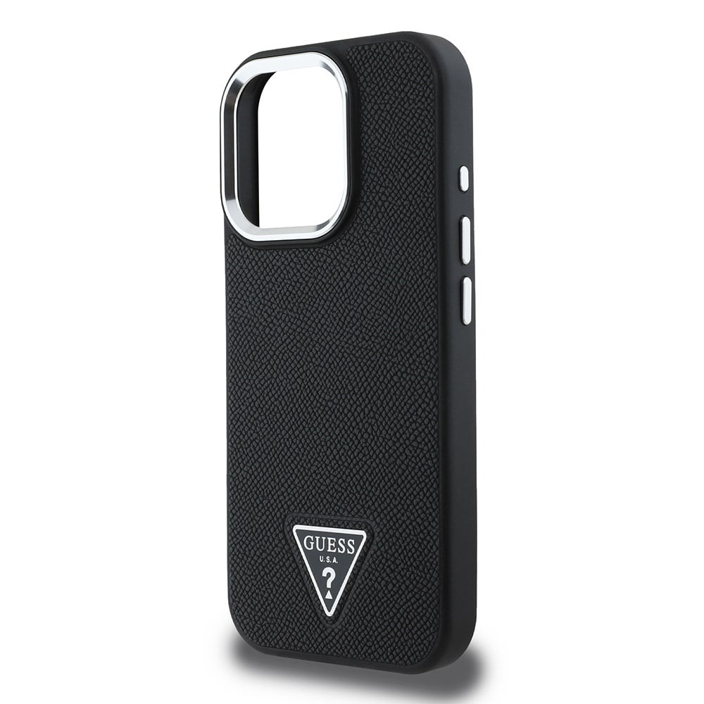 Apple iPhone 13 Pro Max Kılıf Guess Orjinal Lisanslı M-safe Şarj Özellikli Grained Triangle Kapak