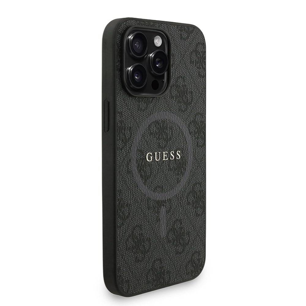Apple iPhone 13 Pro Max Kılıf Guess Orjinal Lisanslı M-safe Şarj Özellikli PU Deri Bilek Askı İpli Yazı Logolu Kapak