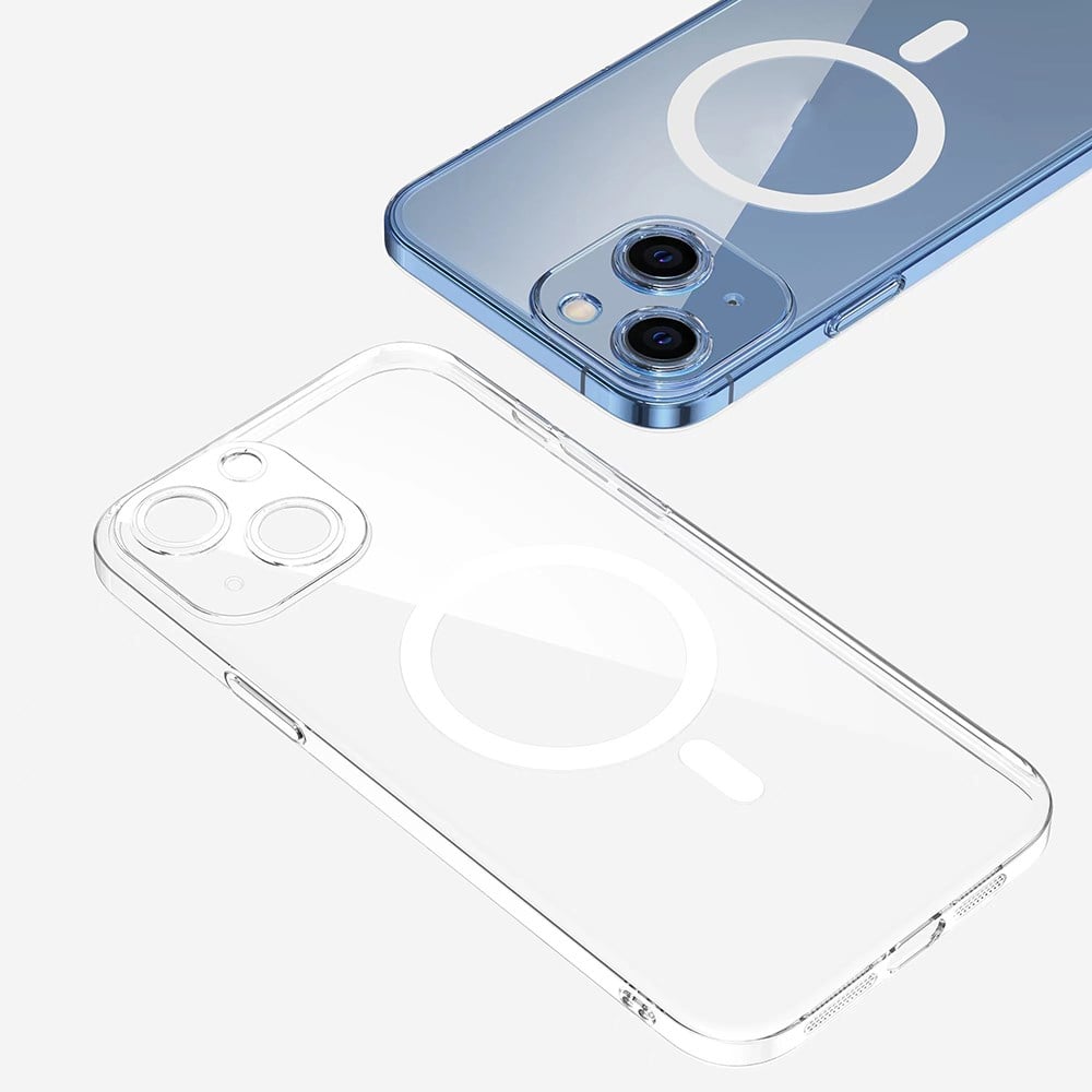 Apple iPhone 14 Kamera Korumalı M-Safe Şarj Özellikli Şeffaf Zore London Sert PC Kapak