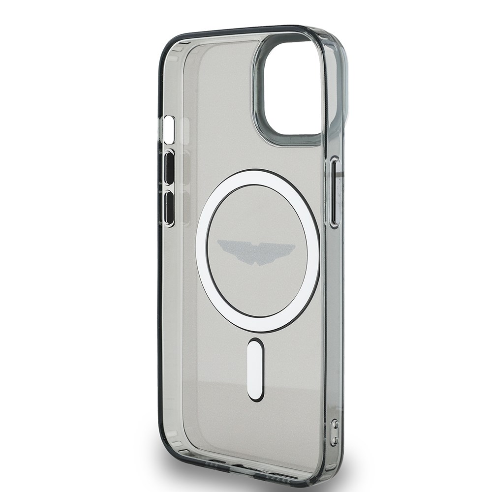 Apple iPhone 14 Kılıf Aston Martin Orjinal Lisanslı M-safe Şarj Özellikli IML Baskı Logolu Metal Düğmeli Kapak