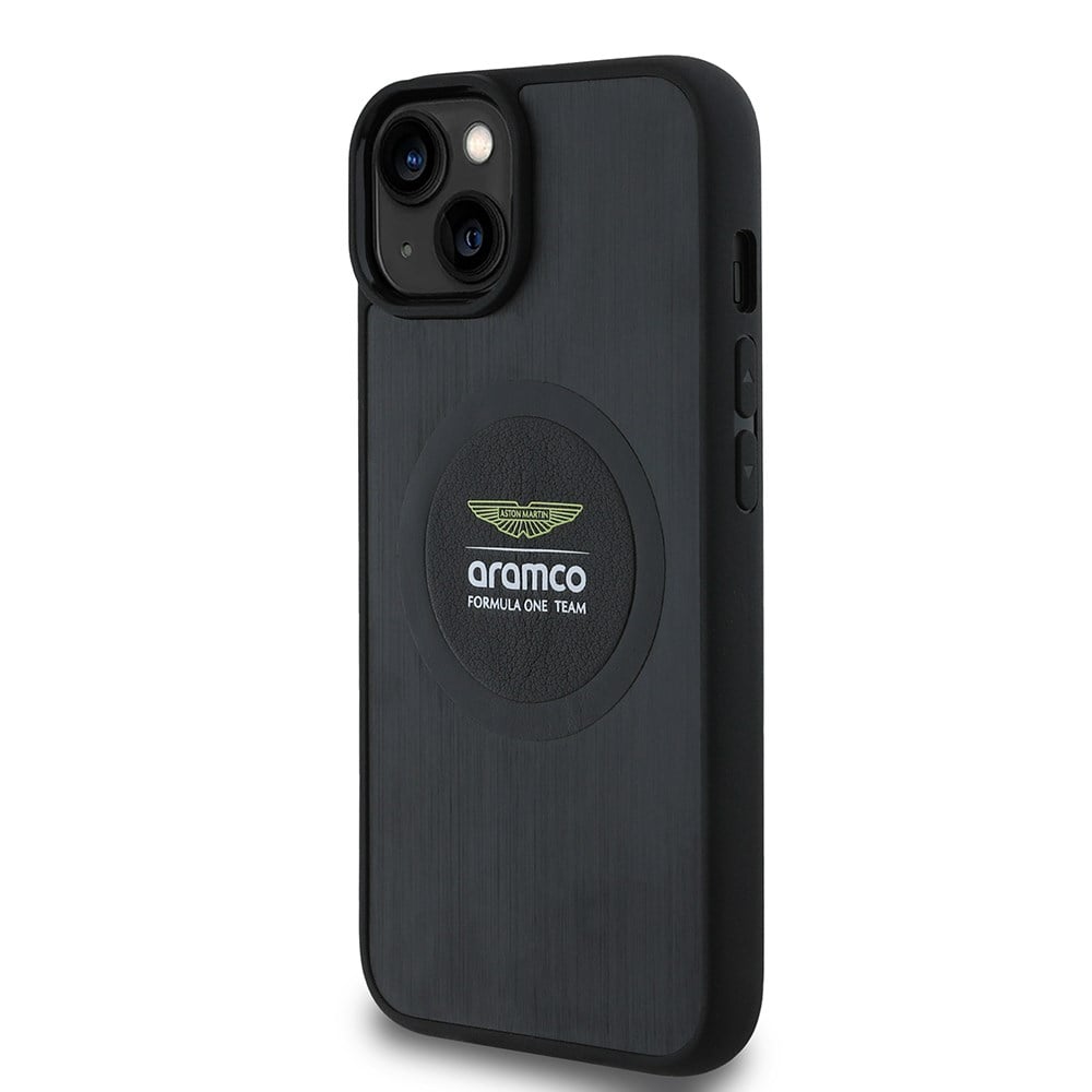 Apple iPhone 14 Kılıf Aston Martin Orjinal Lisanslı M-safe Şarj Özellikli Aluminyum Arka Yüzeyli Formula One Team Baskılı Kapak