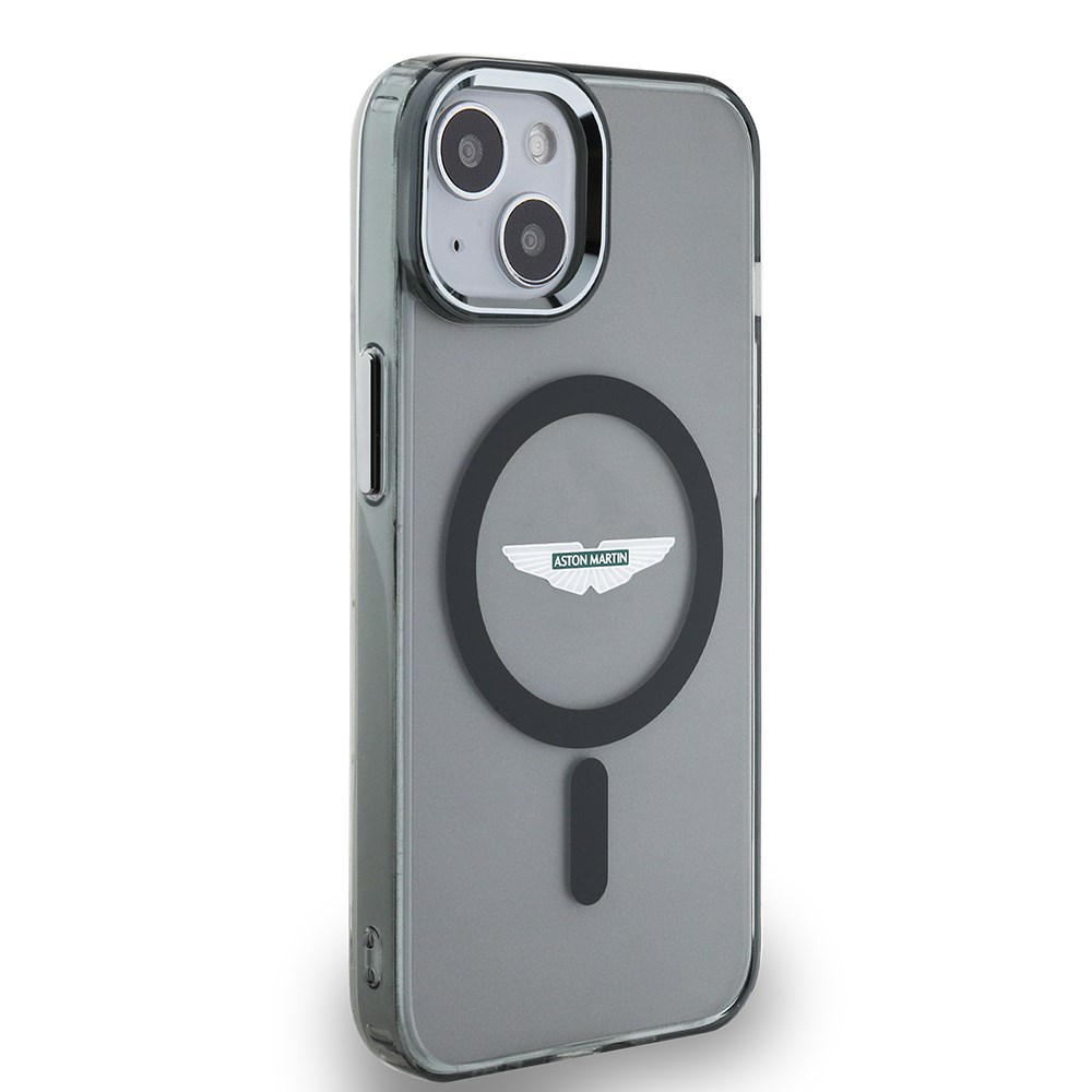 Apple iPhone 14 Kılıf Aston Martin Orjinal Lisanslı M-safe Şarj Özellikli IML Baskı Logolu Metal Düğmeli Kapak