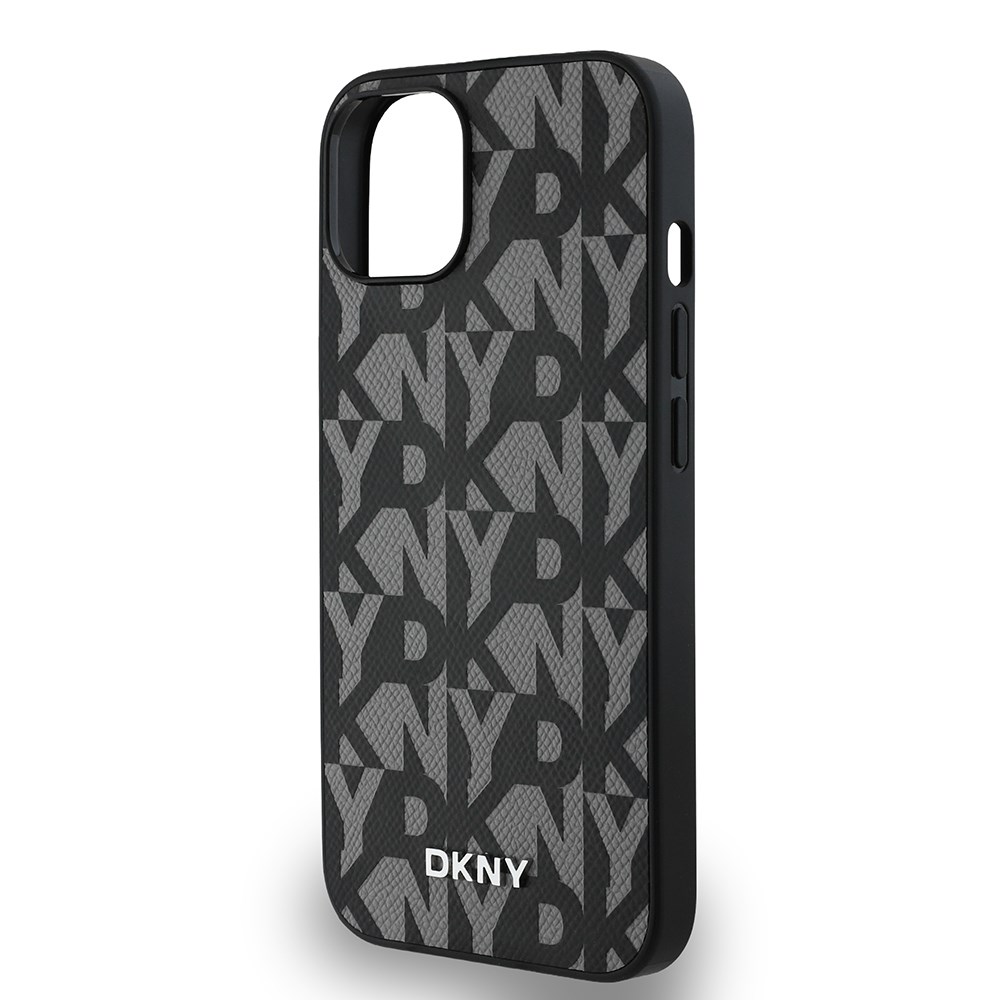 Apple iPhone 14 Kılıf DKNY Orjinal Lisanslı M-safe Şarj Özellikli 3D Yazılı Grid Pattern Kapak