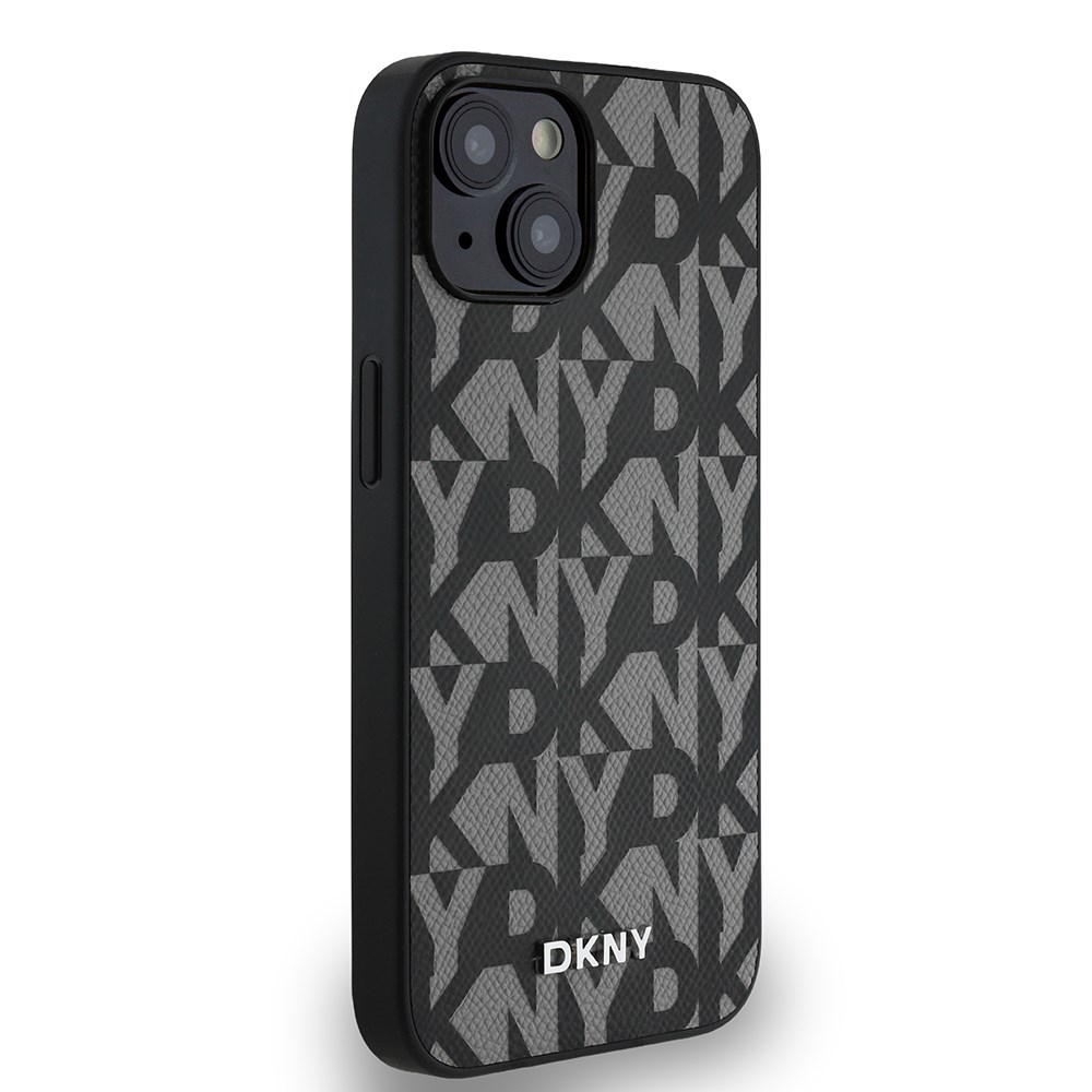 Apple iPhone 14 Kılıf DKNY Orjinal Lisanslı M-safe Şarj Özellikli 3D Yazılı Grid Pattern Kapak